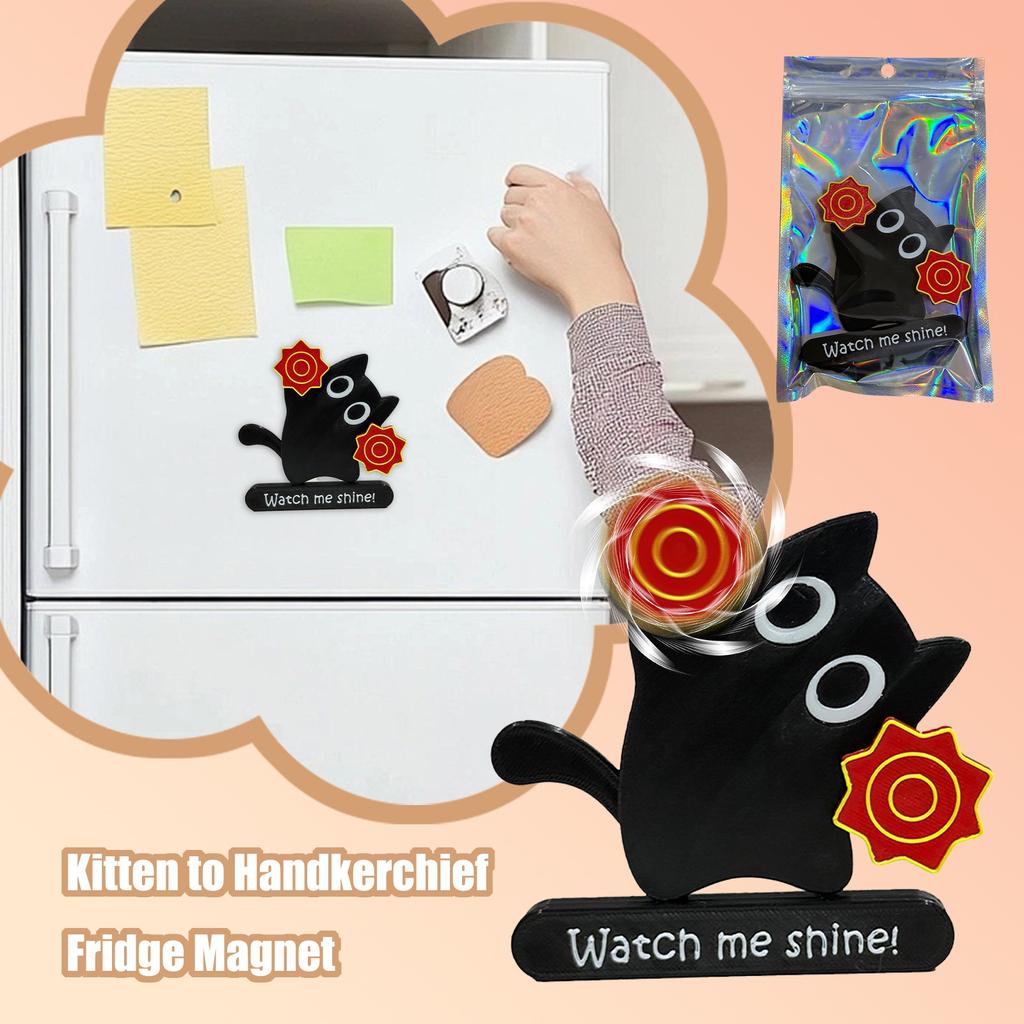 3D Printed Refrigerator Magnet, Black Animals Throwing Handkerchief Manually Movable Refrigerator Magnet