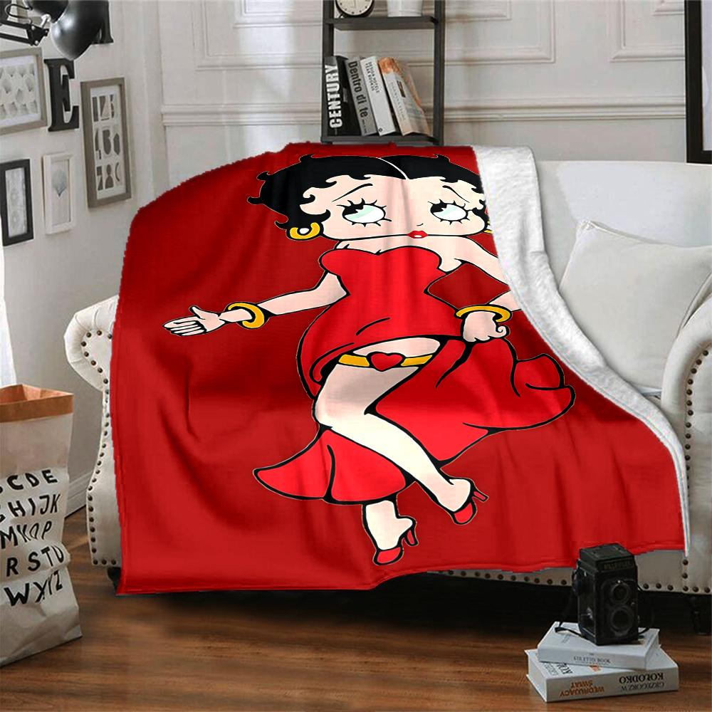 1Pc Betty Boop Dress Blanket For Couch Bed Plush Cozy Fuzzy Blanket Super Soft Warm Blankets For Fall And Winter 09186