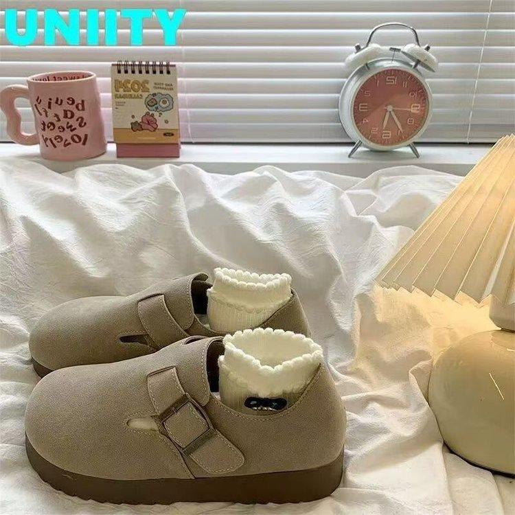 Spring casual commuting shallow mouth single shoes New year flat non-slip retro style soft Birkenstocks