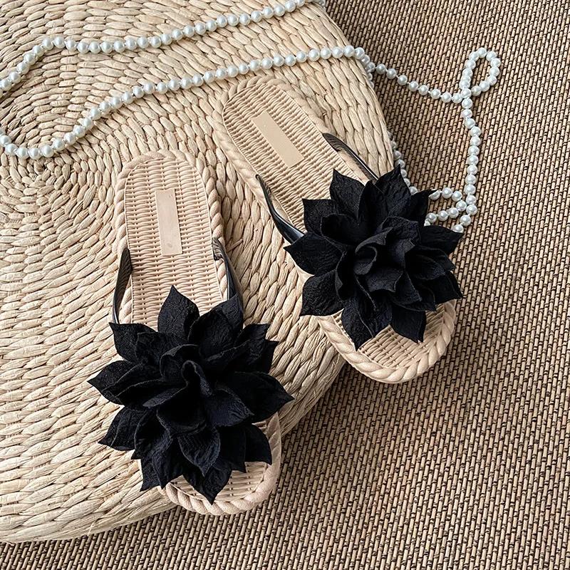 Fashion Comemore Flowers Flip Flops for Women Fashion Open Toe Light Flat Bottom Casual Women Slides Indoor Outdoor Women's Beach Shoes