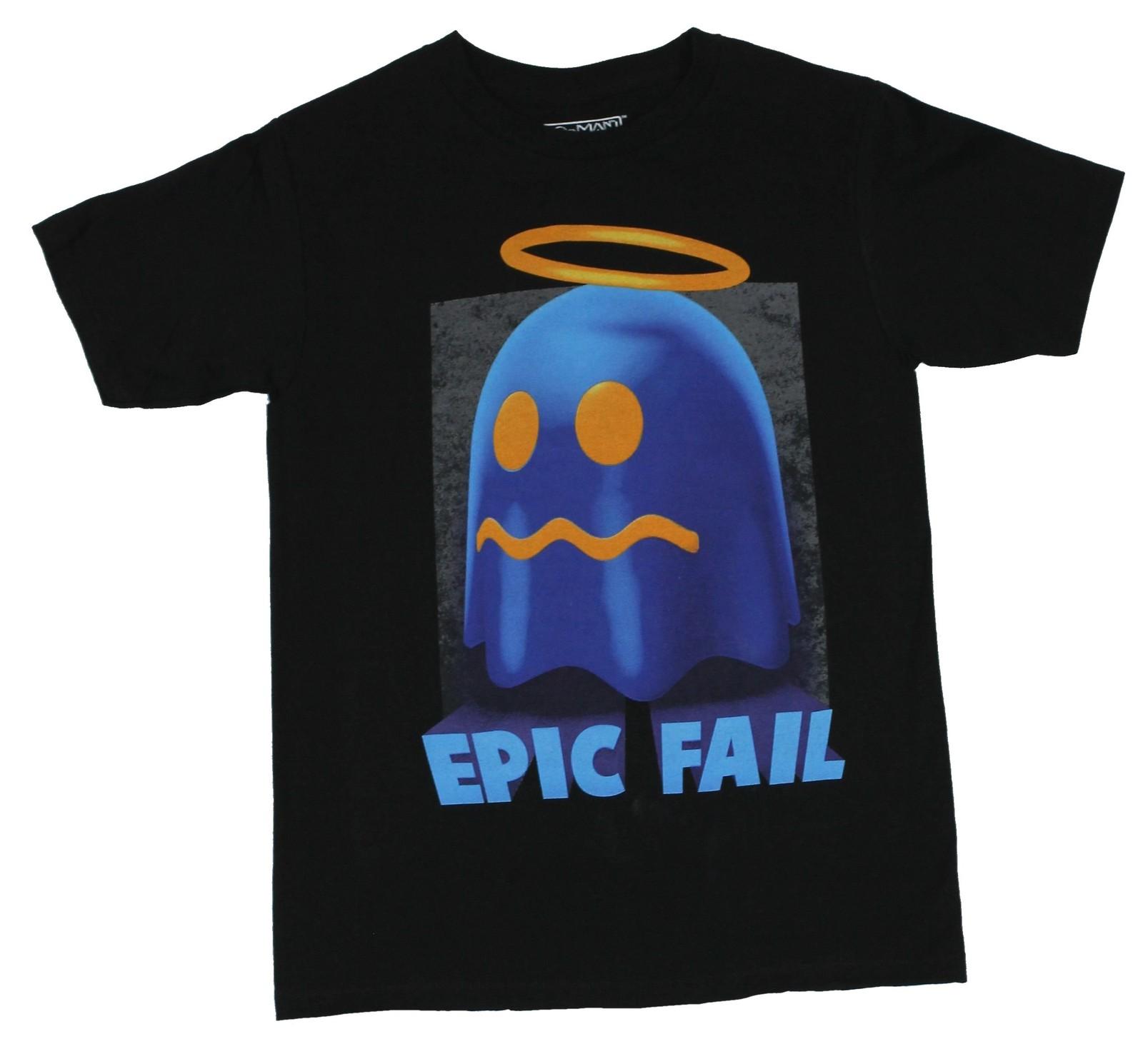 Pac-Man Mens T-Shirt -  Epic Fail  Haloed Blue Ghost Image M