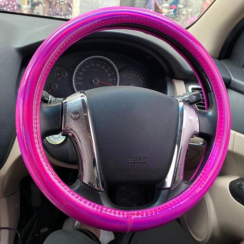 Color Changing Glossy Car Steering Wheel Cover For Women Girls,15" Universal Fit Auto Steering Wheel Protector Interior Decor Car Accessories (Gold)
