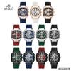 Mens Square Chronograph Watches Waterproof Luminous Quartz Wrist Watch with Silicone Strap
