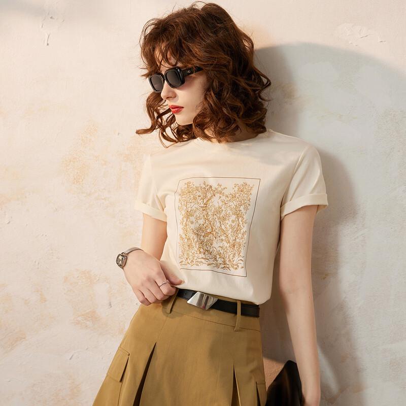 Women's Elegant Floral Print Short Sleeve T-Shirt
