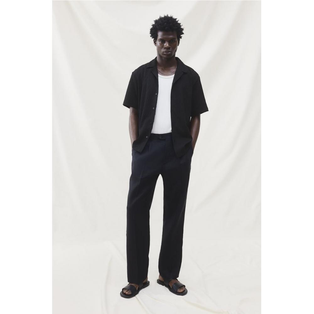 

Рубашка HM Regular Fit с фактурной посадкой, черная