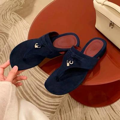 Flats Women Slippers Designer Clip Toe Shoes Suede Slingback Sandals Summer 2025 New Shoes Fad Flip Flops Beach Zapatillas Mujer