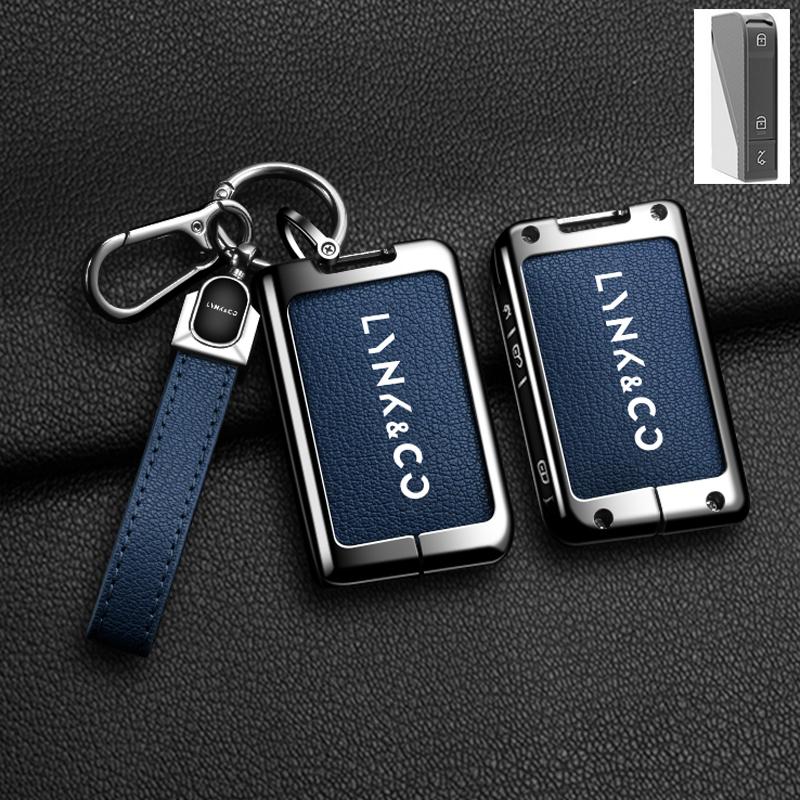 Zinc Alloy Leather Car Remote Cover Key Case for LYNK&CO 05 09 01 06 02 03 LYNK CO Protector Holder Shell Keychain Accessories