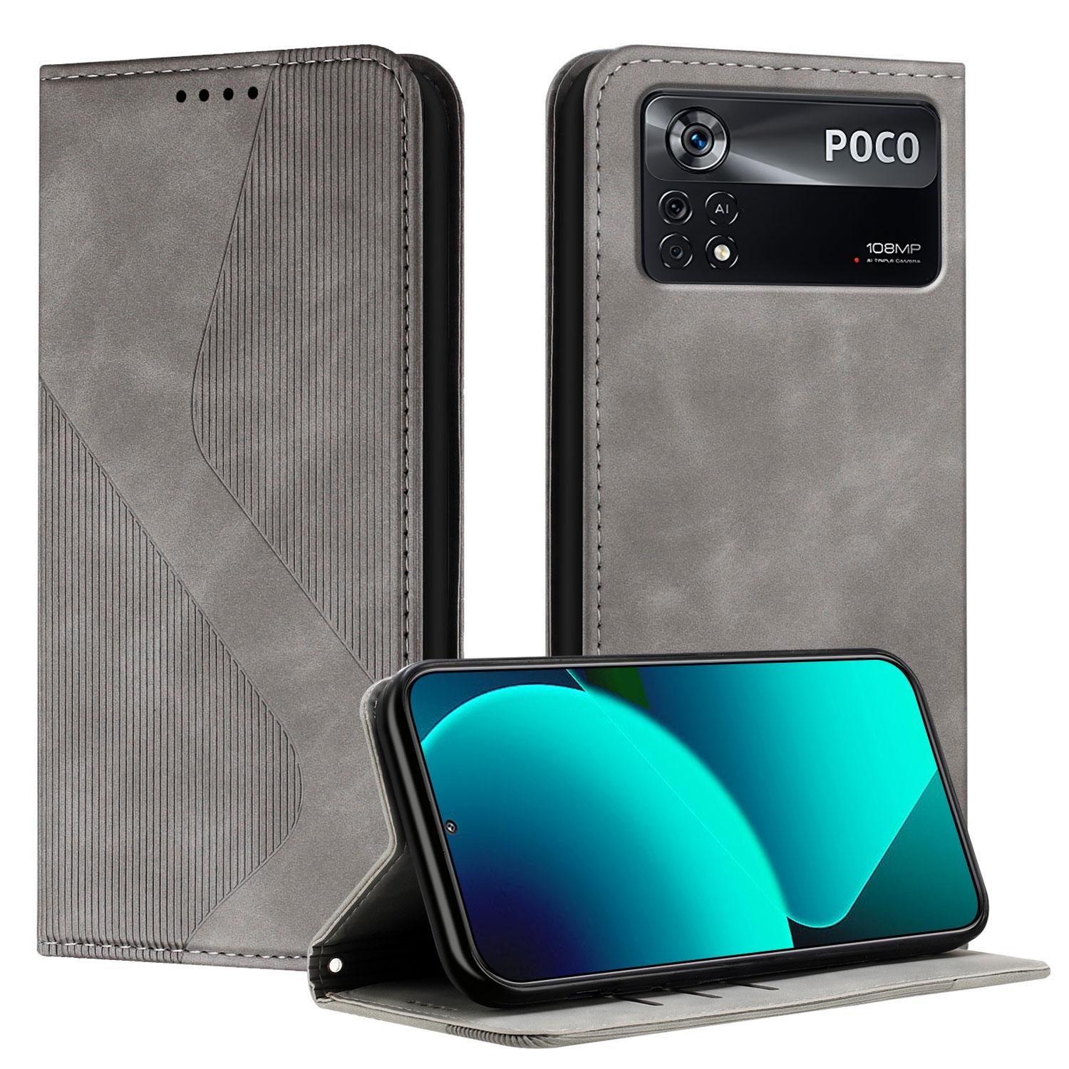 

Магнитный кожаный чехол-кошелек-книжка для Xiaomi A1 A2 A3 POCO X3 X4 M4 F7 Pro Ultra 9 13 Lite 4G 5G Phone Cover | Дизайн S LINE POCO F7 Ultra серый