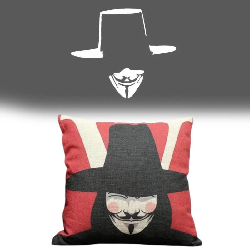 For Vendetta V Character Cushion Cover Imprinted Design Living Bedroom Room