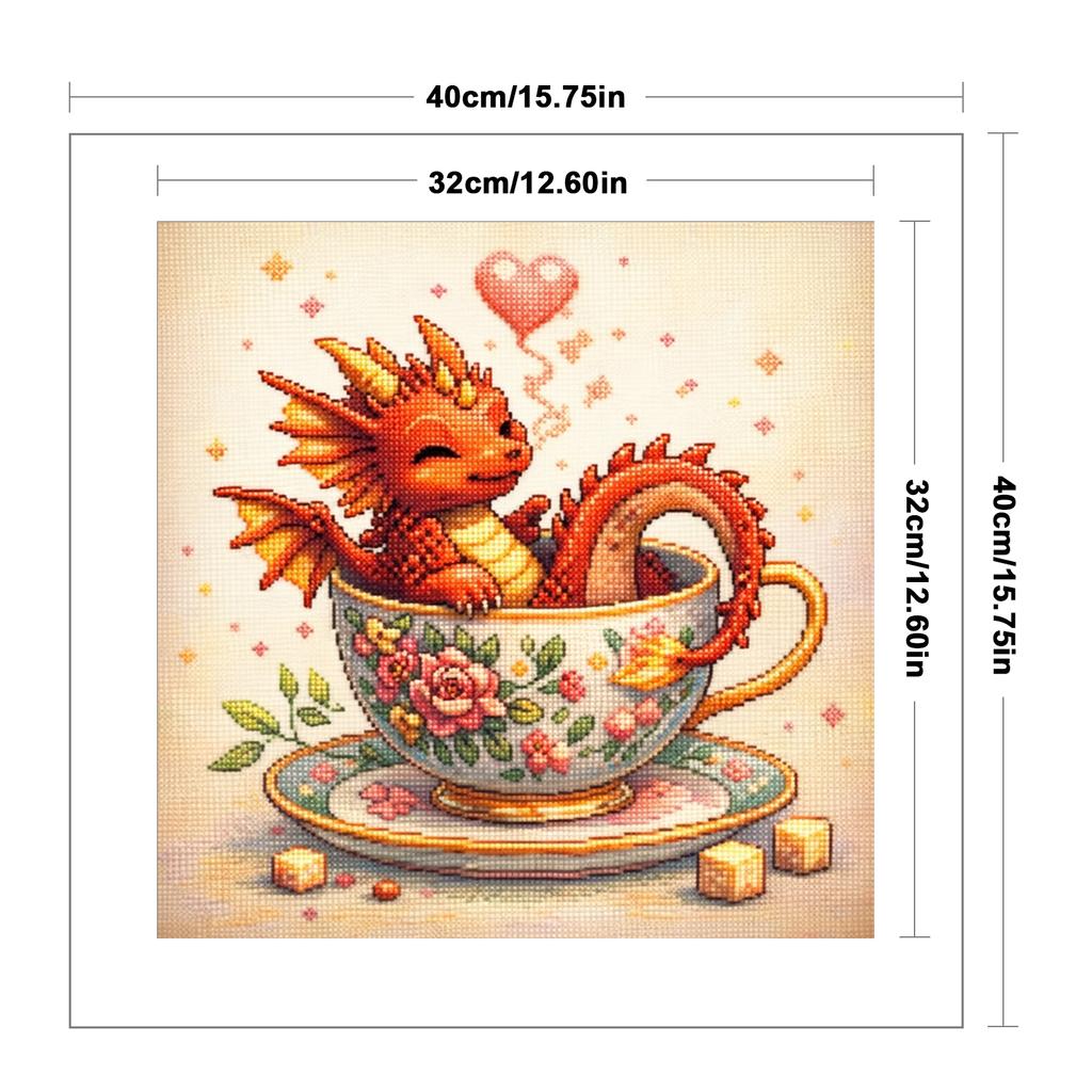 Dragon Full 14CT DIY Stamped Cross Stitch Kits for Beginners Adults Home Wall Decor Embroidery Needlepoint Starter Kits 40x40cm