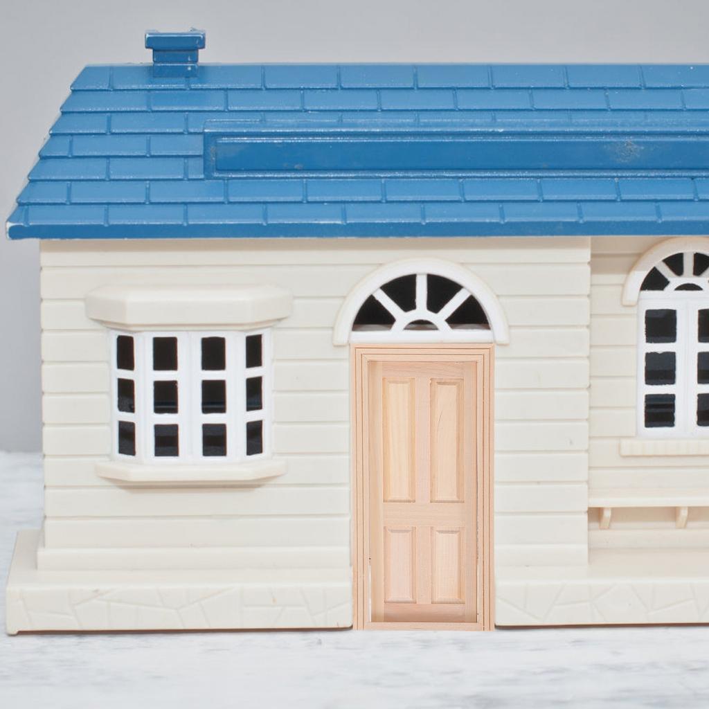 Miniature Dollhouse Furniture Set Solid Wood Blank Four Grid Door Exquisite Indoor Decoration Building Material