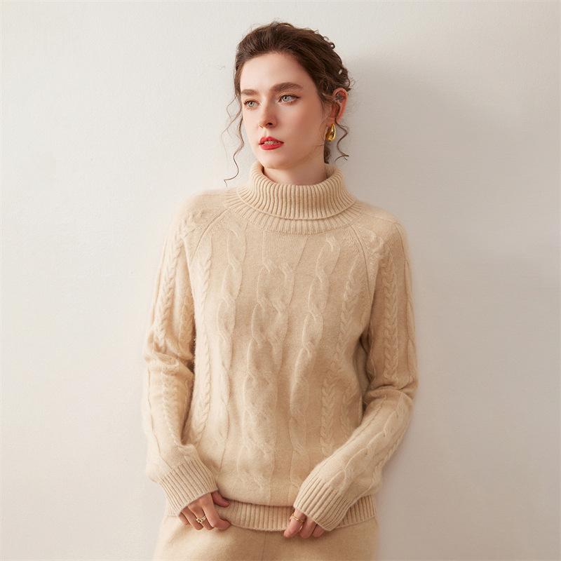 Women's Cashmere High Neck Sweater 2025: New Winter Style, Gentle Loose Fit, Slimming Thick Base Layer.