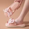 Butterfly knot starry sky cotton slippers, winter fluffy slippers, ins home plush slippers