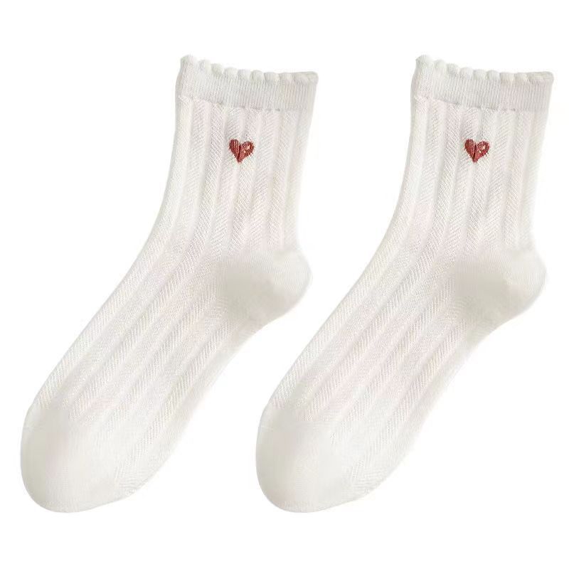 Șosete tub alb bumbac noi de primăvară și vară preppy cu ursuleț desen animat drăguț respirabile transpirate