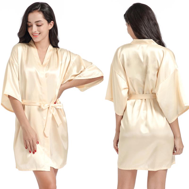 Women's Satin Twist Short Bathrobe - Glossy, Solid Color, Summer Thin, Sexy Cardigan