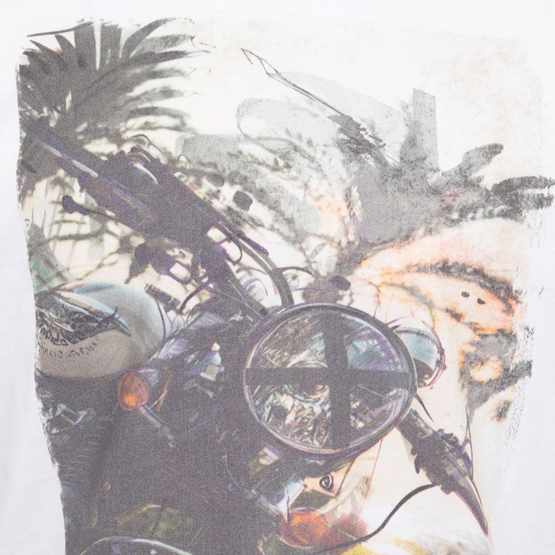 Men's IMPERIAL White T-shirt with Tropical Motorcycle Print
