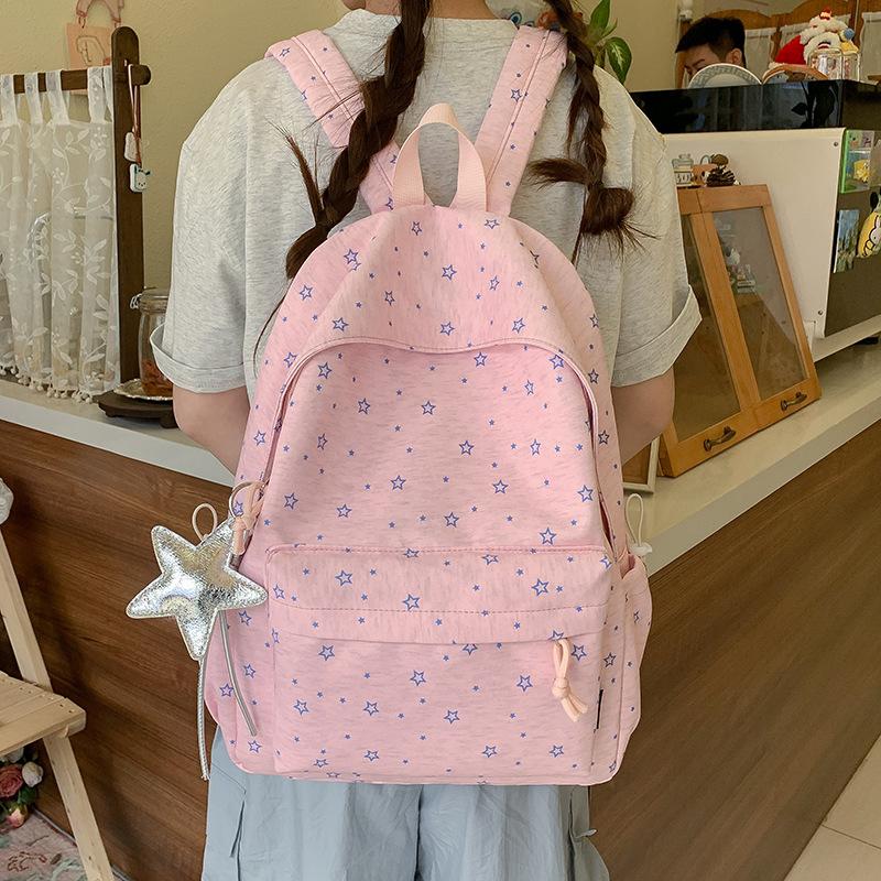 Schoolbag Korean Small Fresh Schoolbag Female Middle School Student Simple Star Backpack Lightweight Large Capacity High School Backpack