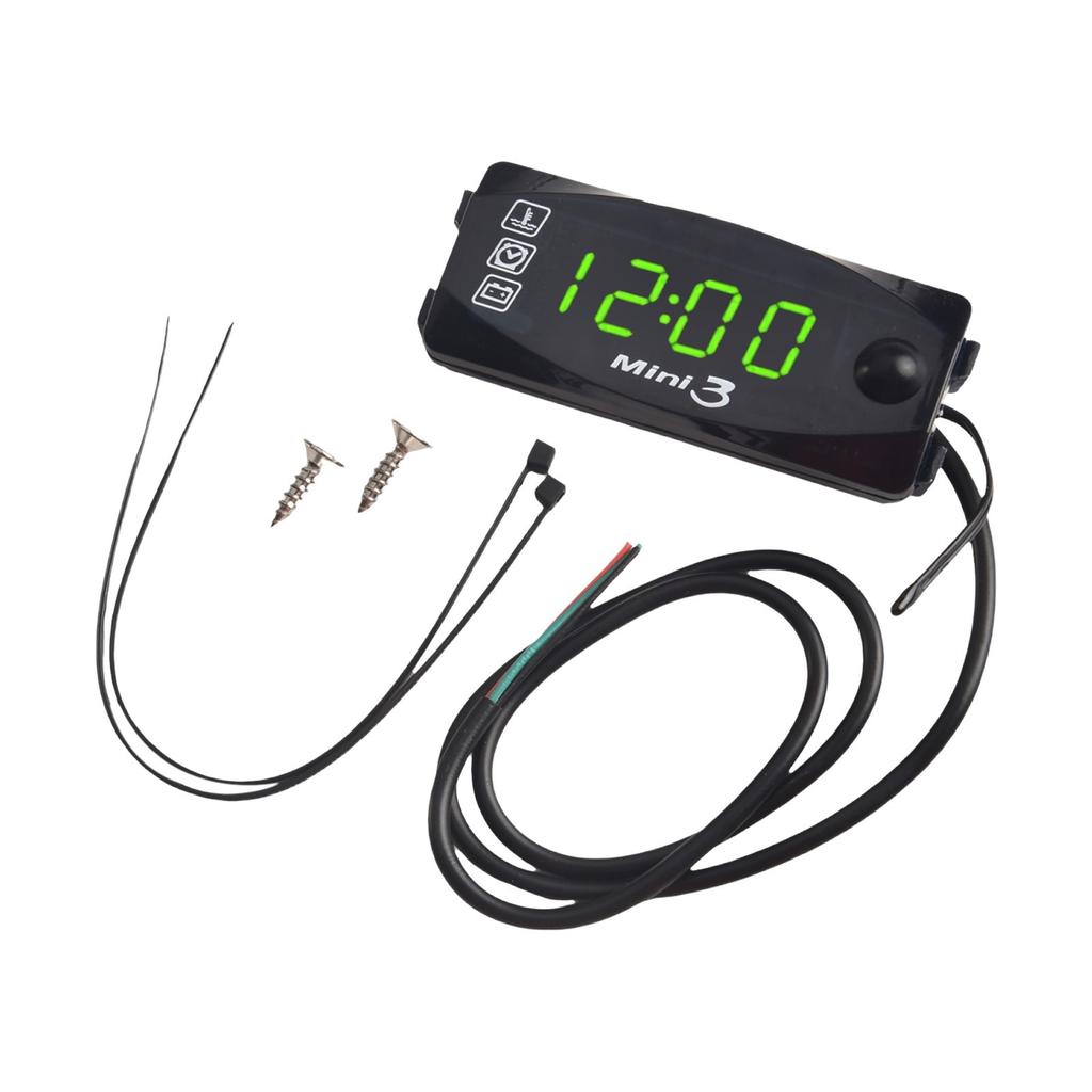 Vodotěsný motocyklový voltmetr elektronické hodiny teploměr pro LED displej