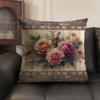 Rose Elegant Cushion Cover Natural Linen Organic Fabric Double-Sided Printing Sofa Home Decor Gift Pillow Case