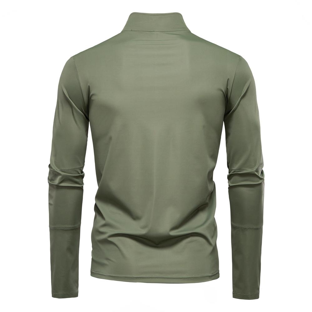 TrendHub Men's UPF100+ Sun Protection Long Sleeve Shirt Solid Color Zipper Outdoor Shirts Stand Collar Quick Dry T Shirts