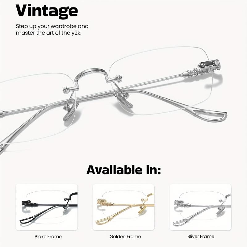 5PCS Rimless Reading Glasses for Women Men Small Square Frame Reading Glasses Anti Radiation with Grade +1.0 To +4.0