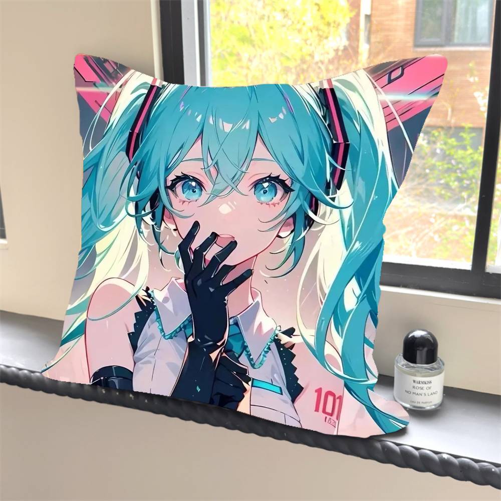 1PC HOT Anime H-Hatsune M-MikuS Pillow Case Square  Bedroom Sofa Leisure Comfort Cushion Car Home Decoration