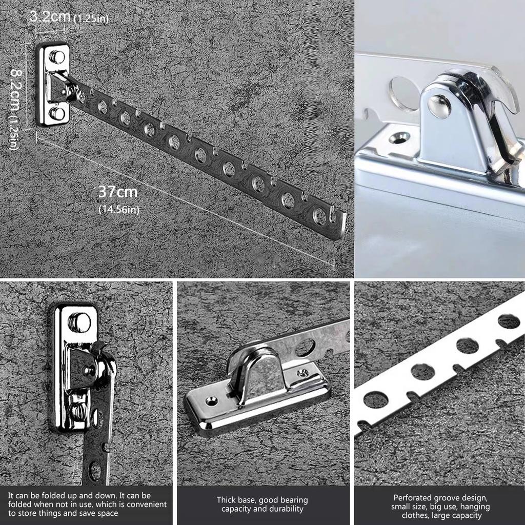 8/10 Holes Stainless Steel Clothes Rack Hook Foldable Clothes Hanging Rod Multi-Purpose Clothes Drying Rack for Closet Storage