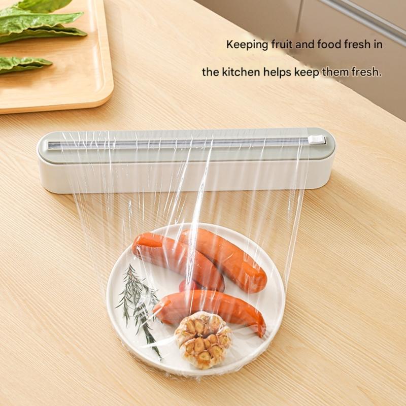 Food Cling Film Cutter Refrigerator Magnetic Plastic Wrap Dispenser with Slide Cutter Universal Aluminum Foil Organizers