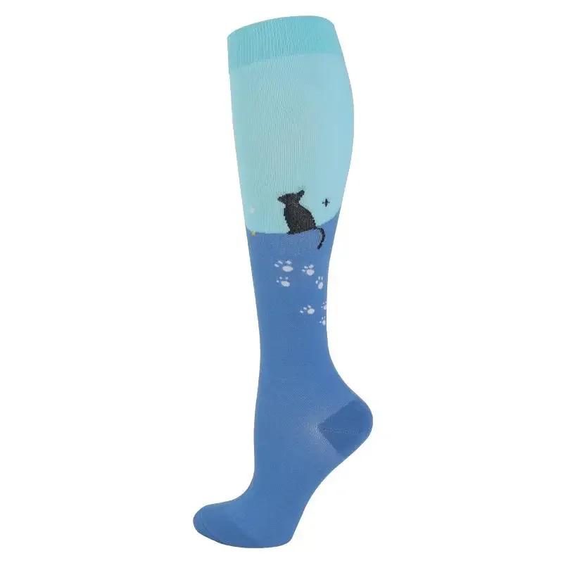1Pair Snug Support Stockings For Compression Wear Cooling Running Cycling Pressure Soccer Adult Sock Korean Edition Network Pressure Socks