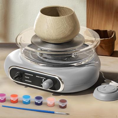 Kit Mini Roda de Cerâmica Compacta Elétrica Argila para Iniciantes Crianças Adultos Cinza
