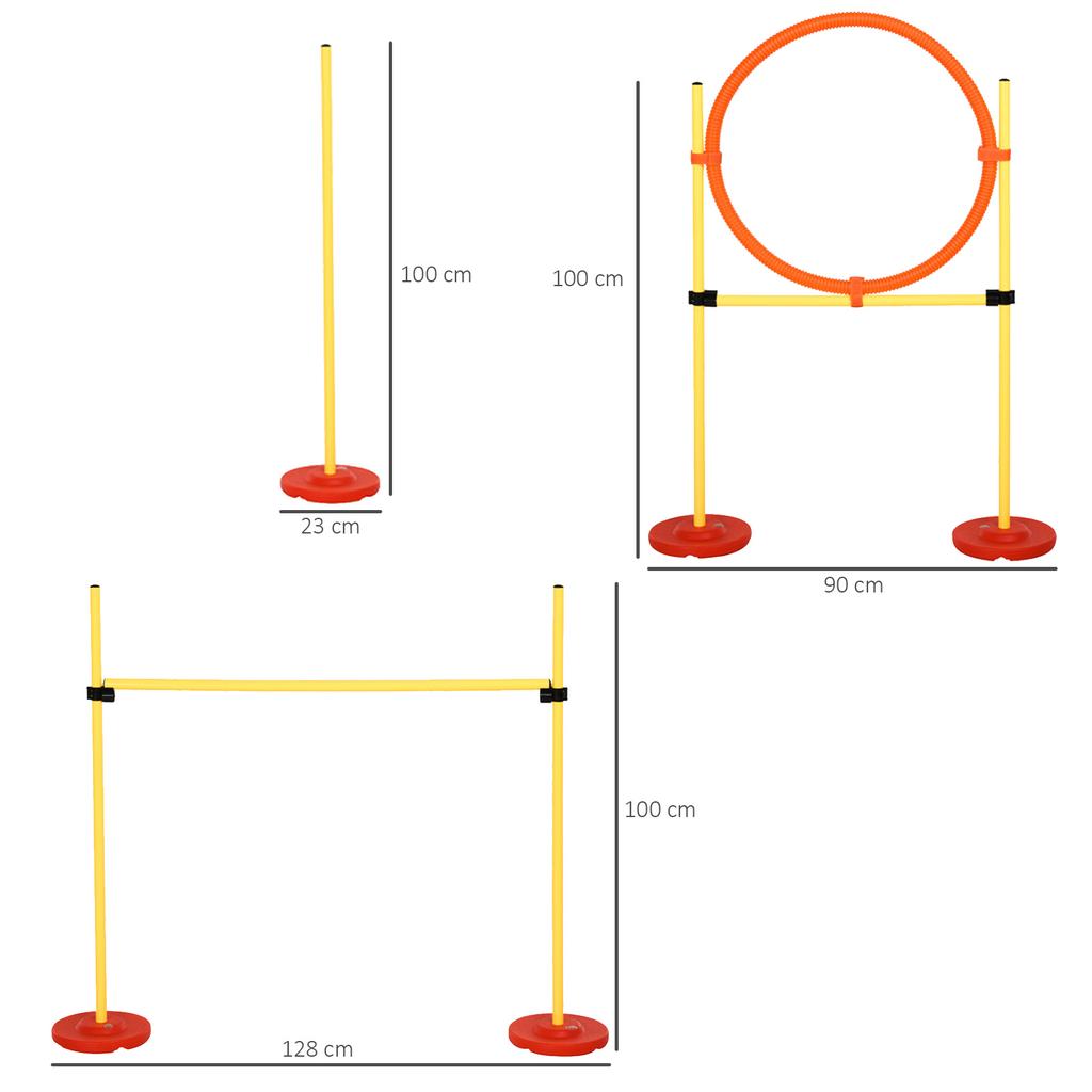 Dog Agility Equipment Training Portable Obstacle for Pet w/Adjustable Hurdles, Jumping Ring, Weave Poles