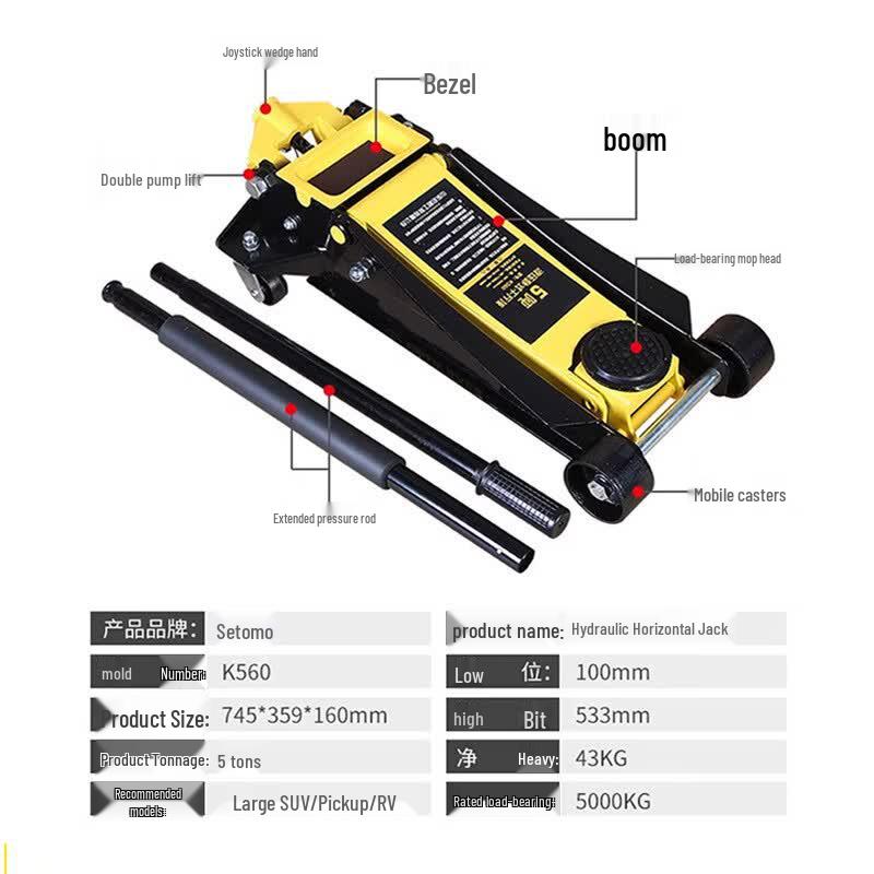 Shyiu 5-Ton Double Pump Hydraulic Floor Jack