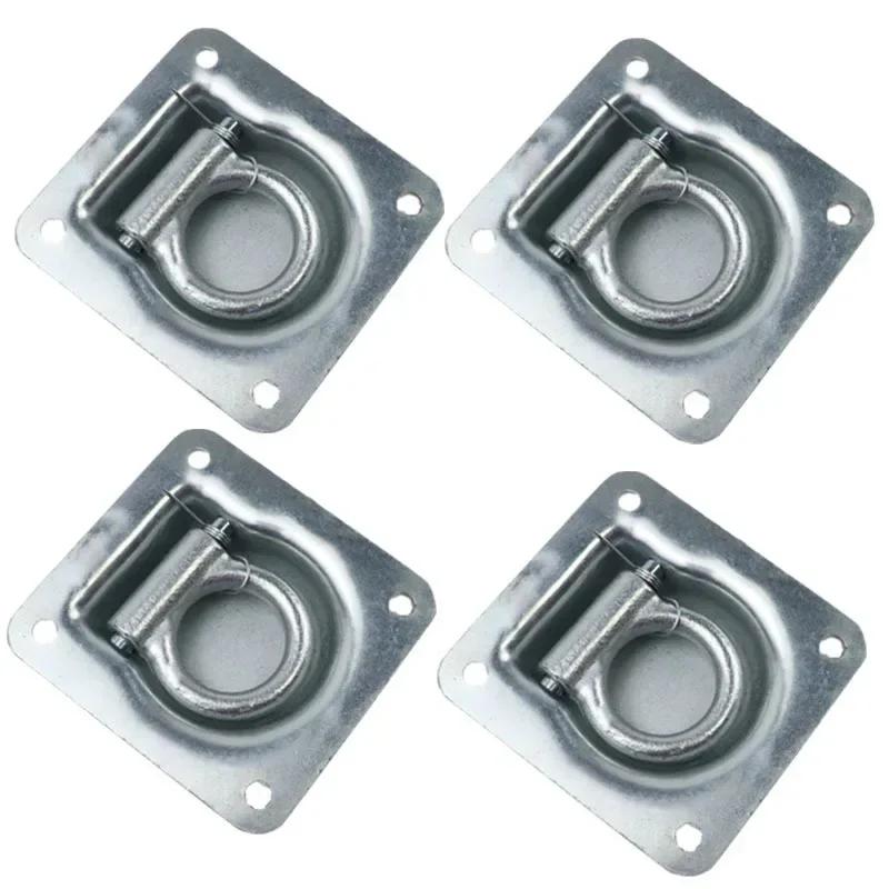 4PCS Marine Grade Galvanized Iron Boat Ring Hatches Latches Boat Recessed Flush Mount Lift Handle Ring Pull Hatch Deck Hinge
