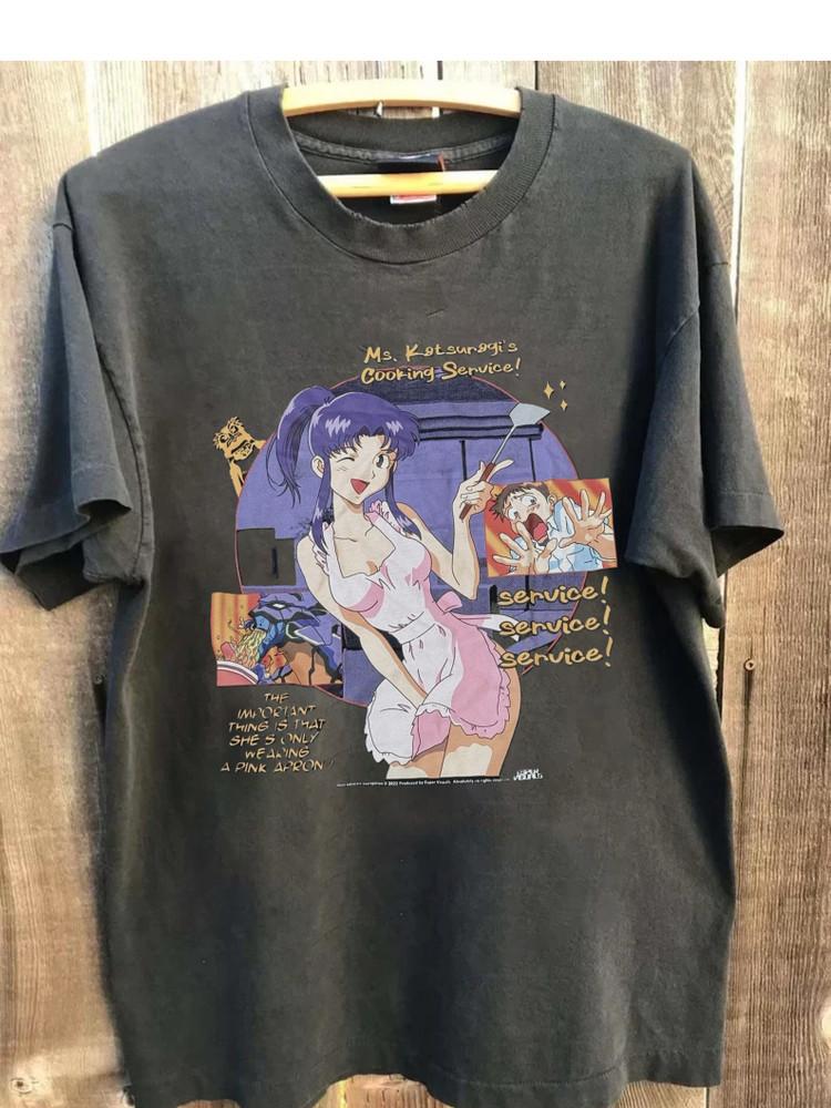 REPRINT Neon Genesis Evangelion Misato Anime Retro Tee Esper Visuals Rare PA6555 Unisex T-Shirt S