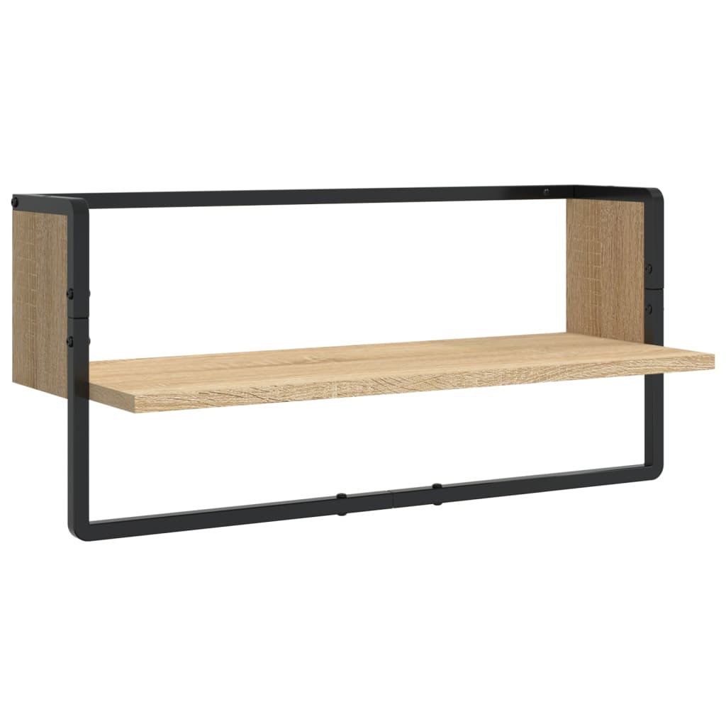 6 Piece Wall Shelf Set with Bars Sonoma Oak Wood Based Material