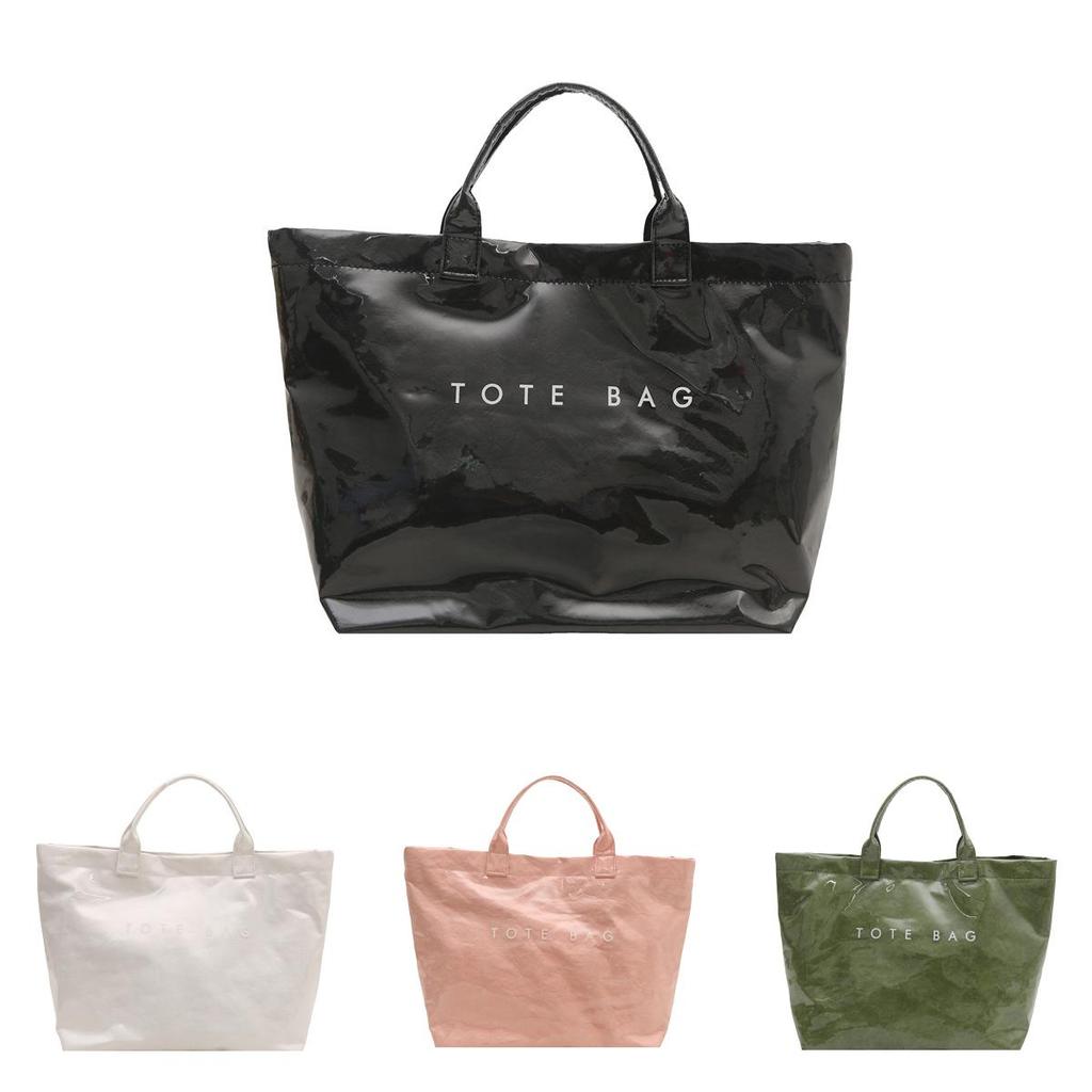 Letter Tote Bag Pvc Bag For Women Large Capacity Casual Daypack For School And Work