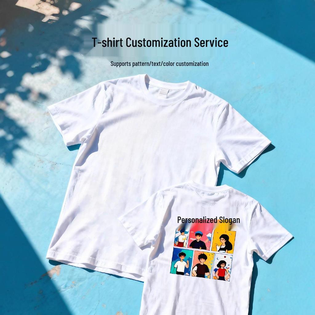 Custom Unisex Heavyweight Cotton Round Neck T-shirt with Short Sleeves and Logo Design