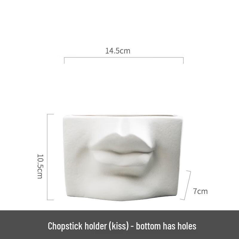 Abstract Human Face Ceramic Chopstick Holder