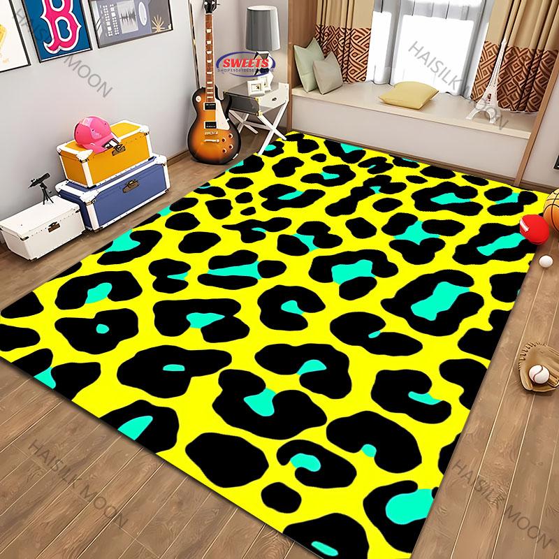 3D Printing Colorful Leopard Theme Carpet Living Room Bedroom Sofa Office Large Area Mat Home Decor Rug Great Gift for Friends