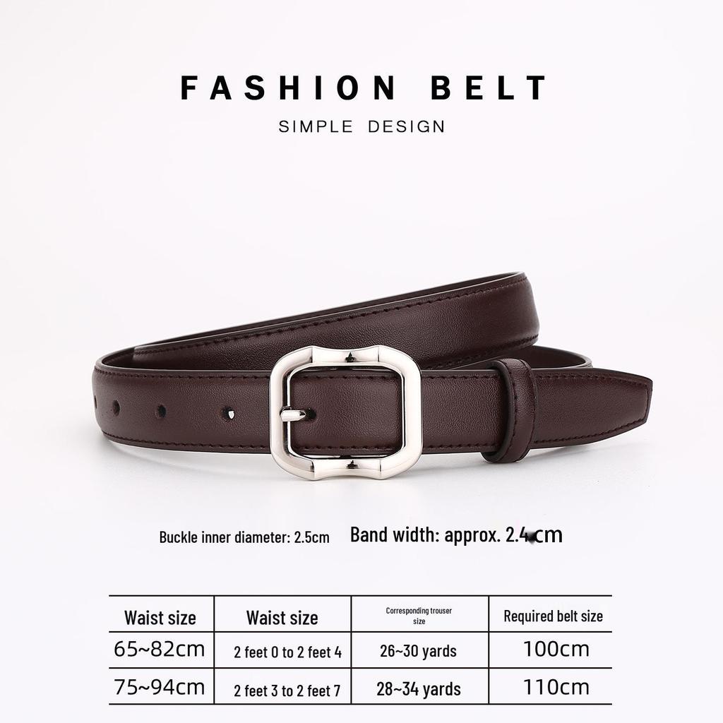 Women's Versatile Genuine Leather Belt - Decorative High-End Fashion Waistband for Casual or Professional Wear