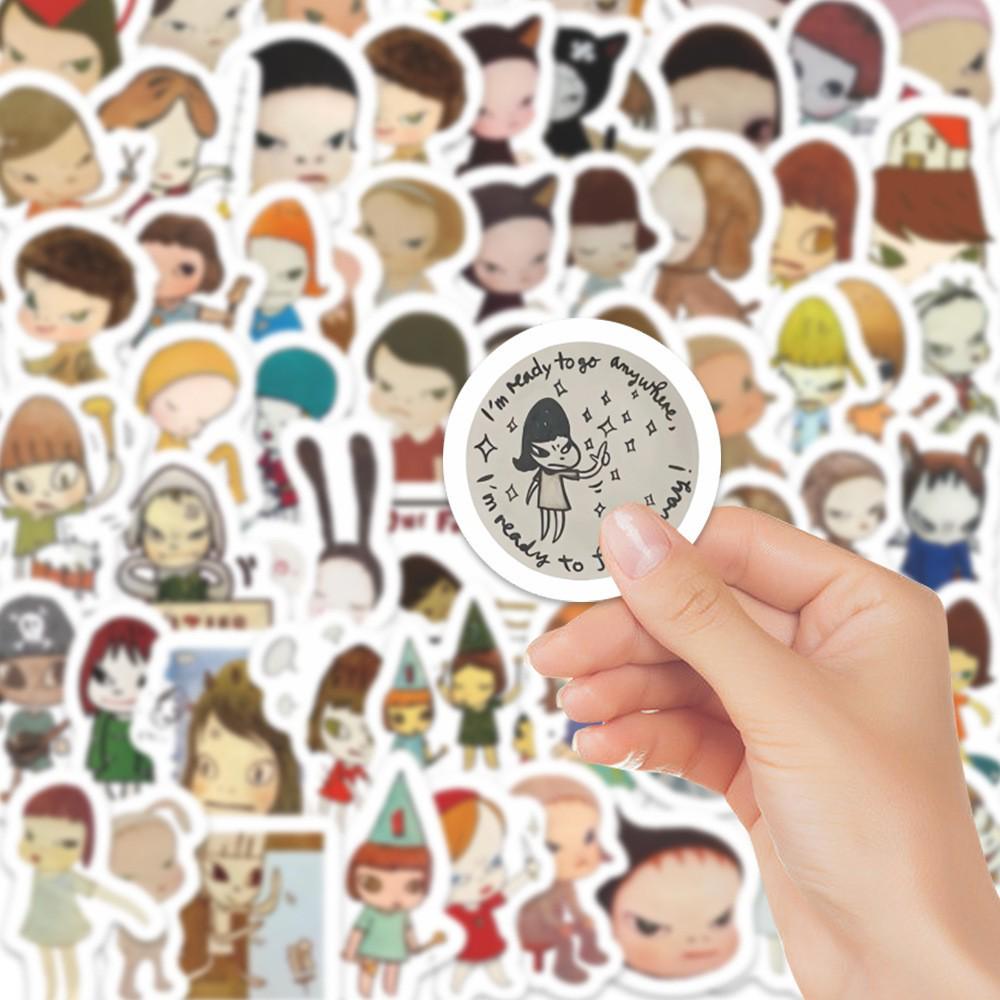 Yoshitomo Nara Cartoon Stickers: 73 Cute, Creative Designs for Notebooks, Planners, Suitcases, and Stationery.