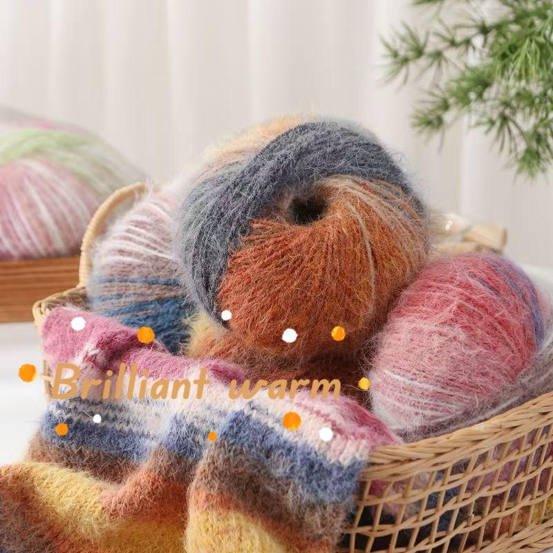 100g/roll Gradient Wool Mohair Yarn Crochet Wool Thread Handmade Knitting Hats Scarves Shawls Jackets DIY Knitting Products