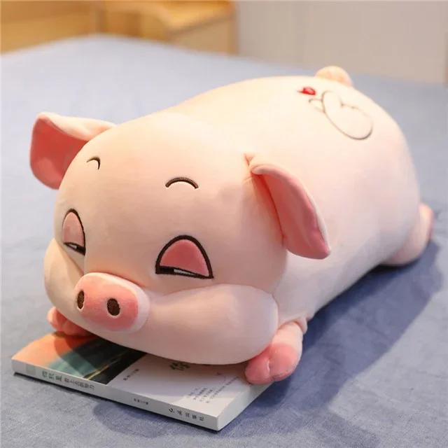 Kawaii Plush Toys Sleeping Pig Animal Crossing Plush Peluche Hamster Pillow Plus Blanket Quilt Air Conditioning Pillow Baby Toys