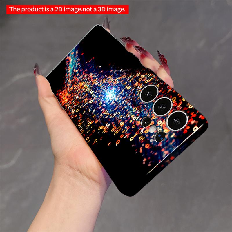 2DFlat Samsung Phone Case Binary Data Flow Digital Art Phone Case Applicable To Galaxy S22 S23 S24 S25ULTRA S26 A12 A13 A14 A15 A16