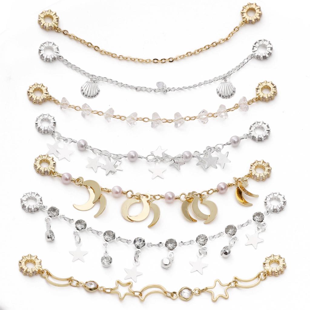 1pc 8-9cm Bracelet Safety Chain High Color Retention Gold Plating Safety Chain Tassel Pendant Chain Accessories DIY Handmade