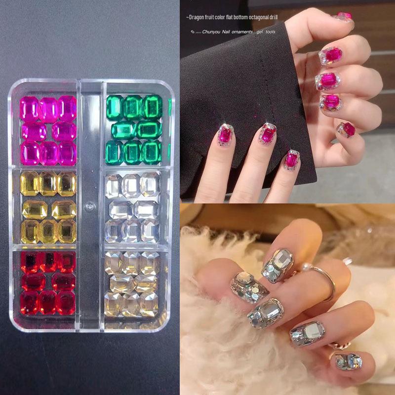 

Internet Celebrity Jewel Nail Art Octagonal White Pitaya DIY Accessories