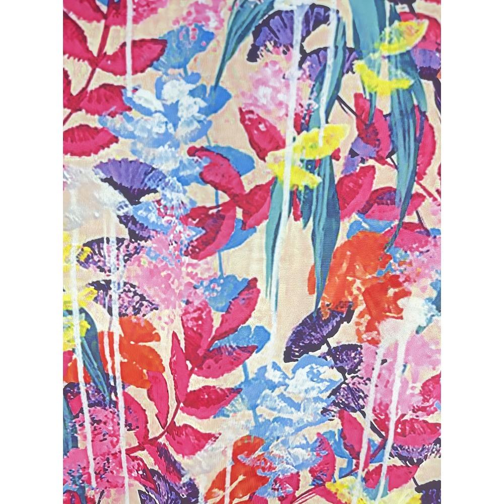 Colorful Plant Print Crew Neck T-Shirt Spring and Autumn Casual Long Sleeve Top Women's Clothing
