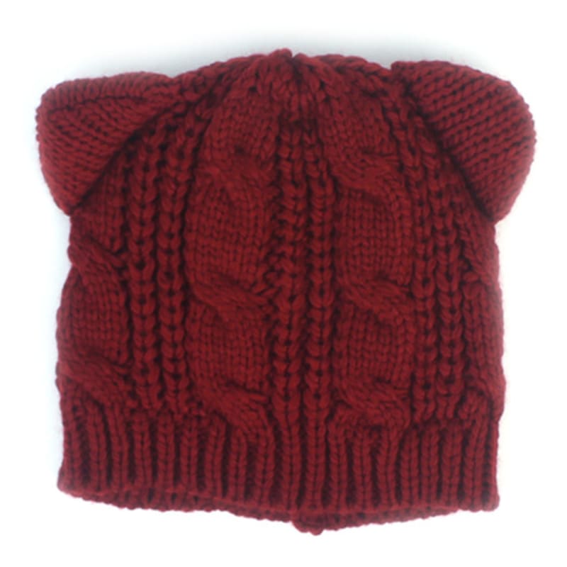 

Universal chemistry Bear Twist Knit Red Beanie Bear beanie FREE