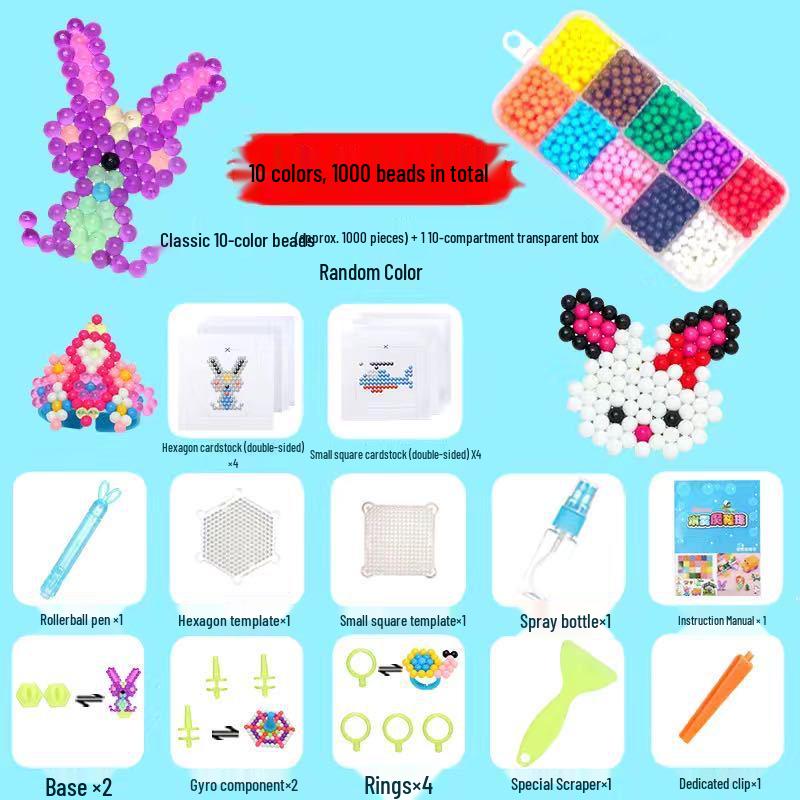 Magic Water Mist Beads Set: Creative Handmade DIY No-Ironing Perler Beads for Kids' Educational Play