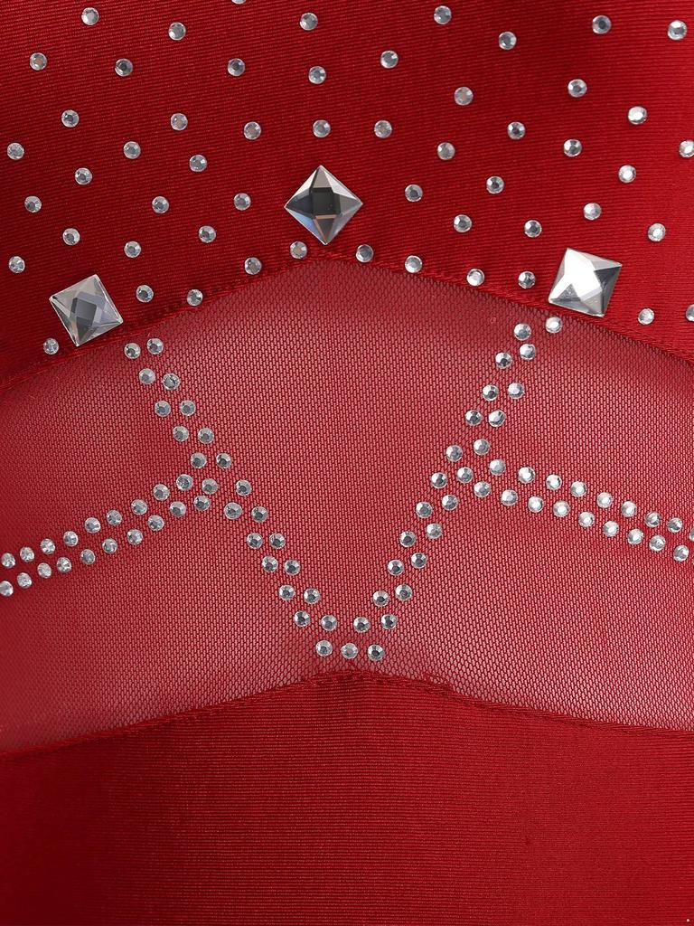 Womens Sparkly Lyrical Performance Dress Back Keyhole Leotard Sheer Mesh Details Slit Hem Modern Dance Costume